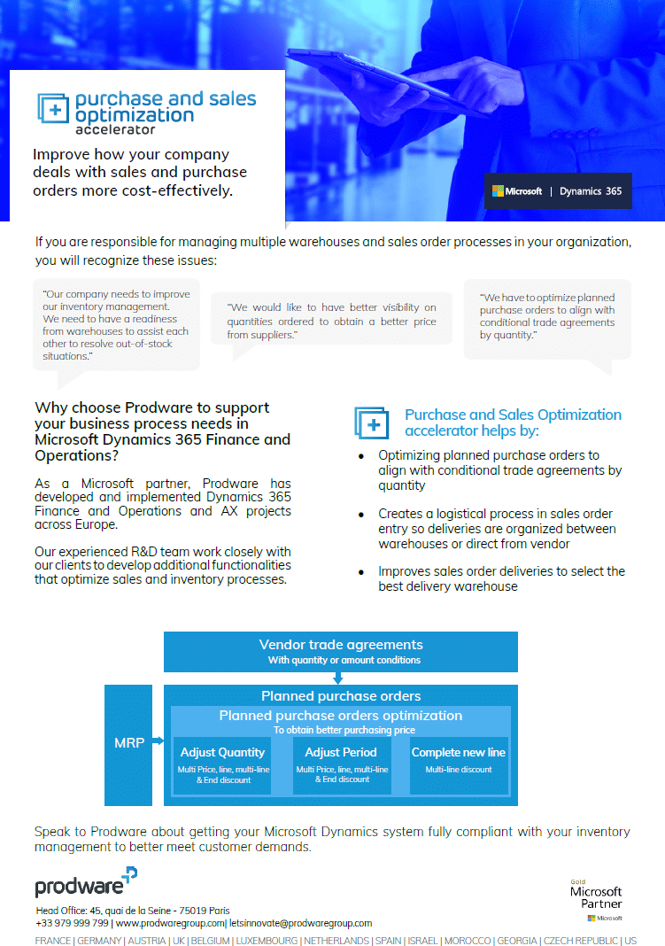 Prodware Purchase Sales Optimization Accelerator | Brochure | Prodware