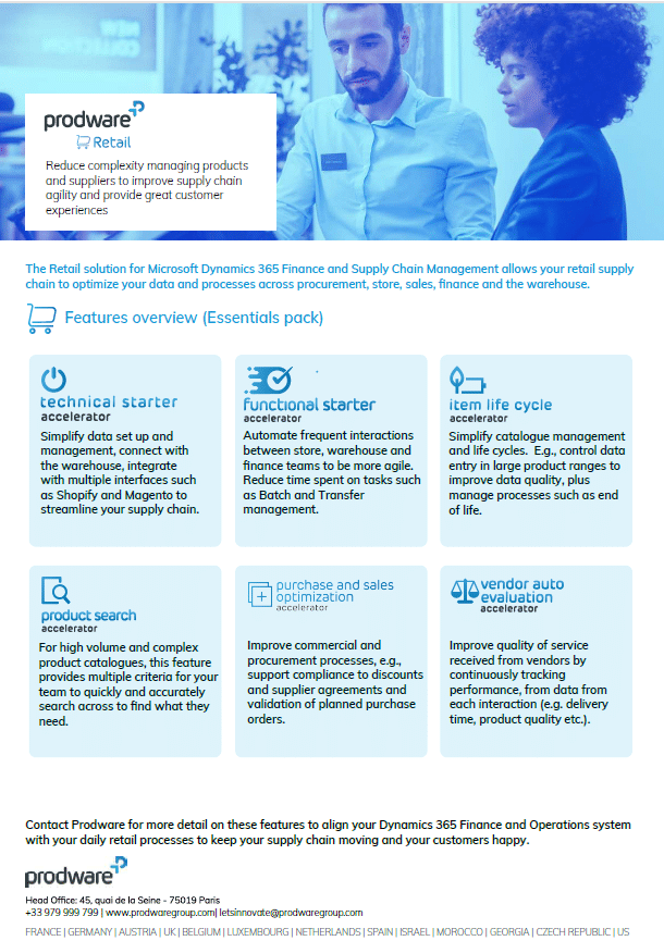 Retail solution for Microsoft Dynamics 365 Finance Supply Chain Management brochure thumbnail